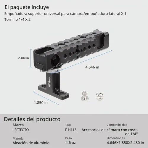 Vista 8 de Agarre universal para cámara con mango superior/mango lateral, para cámara DSLR, videocámara, videocámara, videocámara, película, con soporte