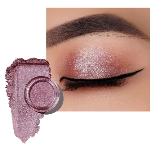 Vista 33 de Oulac Sombra de ojos en crema blanca brillante Iluminador a prueba de agua y sombra de ojos con purpurina de larga duración, color natural