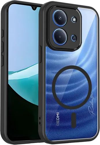 Vista 595 de Funda magnética transparente compatible con Xiaomi 17T, color negro 2 en 1 PC + TPU cubierta de teléfono a prueba de golpes, carcasa protectora