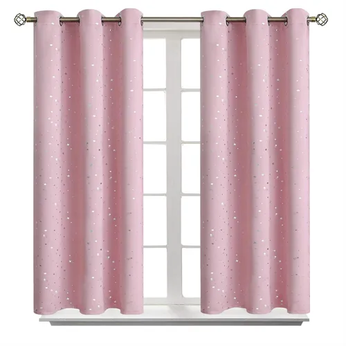 Vista 36 de BGment Cortinas opacas para dormitorio infantil, con aislamiento térmico, con ojales, estampado de estrellas plateadas, cortinas para oscurecer