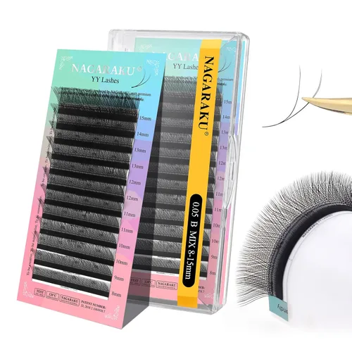 Vista 37 de NAGARAKU YY - Extensiones de pestañas, suministros Y, Lash 4D, Easy Fan, pestañas cruzadas de volumen ruso, pestañas YY, tejidas a mano, malla