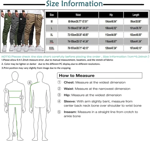 Vista 4 de Men's Sweatpants Casual Loose Fit Cargo Pants Spring Fall Lightweight Joggers Sports Athletic Trousers