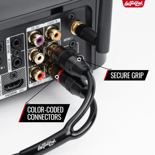 Vista 6 de Install Link Cable de audio RCA para subwoofer o cable estéreo, 2 canales, 12 pies
