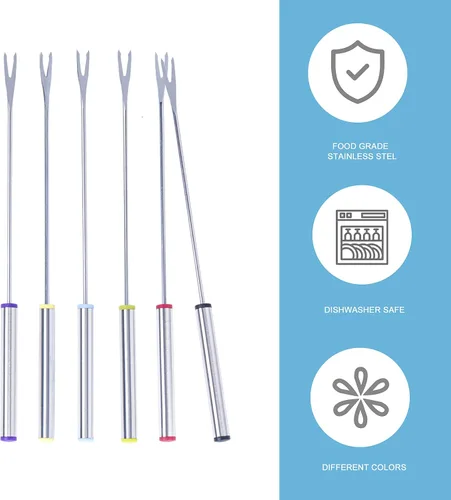 Vista 2 de 6 horquillas para fondue de 9.5 pulgadas con mango resistente al calor Stainless Steel Barbecue Fruit Dessert Forks, Roast Meat Chocolate Dessert