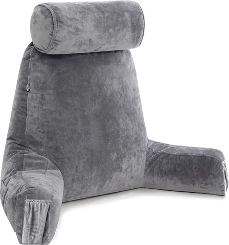 Vista 14 de Almohada Husband Mediana Negra, Respaldo para Niños, Adolescentes, Adultos Pequeños – Almohada de Lectura con Brazos, Altura Ajustable, Espuma