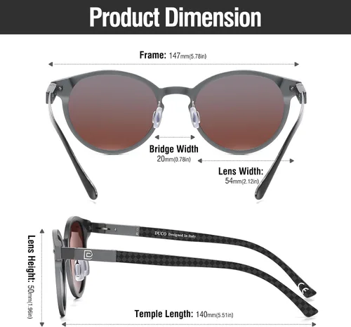 Vista 2 de DUCO Lentes de sol polarizados para hombre y mujer, ultra ligeros, de aluminio-magnesio, UV400, DC3018, Lente azul marco gris pistola