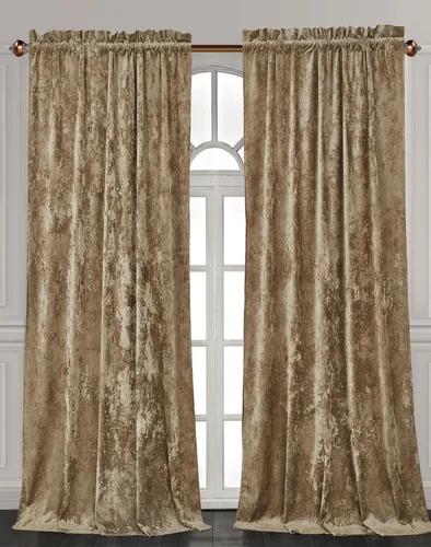 Vista 18 de Chezmoi Collection Lux - Juego de 2 paneles de cortinas de terciopelo triturado beige, 72 pulgadas de largo, para oscurecer la habitación, cortinas