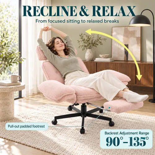Vista 4 de Silla de oficina Criss Cross con ruedas, brazos abatibles y reposacabezas Rosa