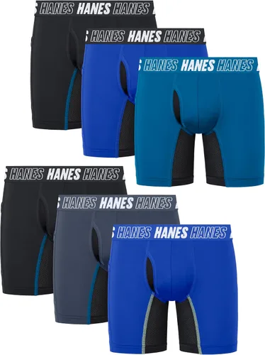 Vista 6 de Hanes Boys' Moves Underwear, Anti-chafe Boxer Briefs for Boys, 6-pack