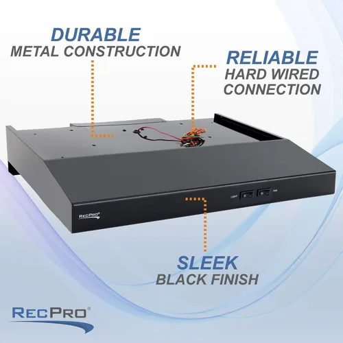 Vista 3 de RecPro Campana extractora RV con filtro de carbón y lámpara LED, motor de 12 V CC, 60 W de eficiencia energética, filtro de carbón integrado, diseño
