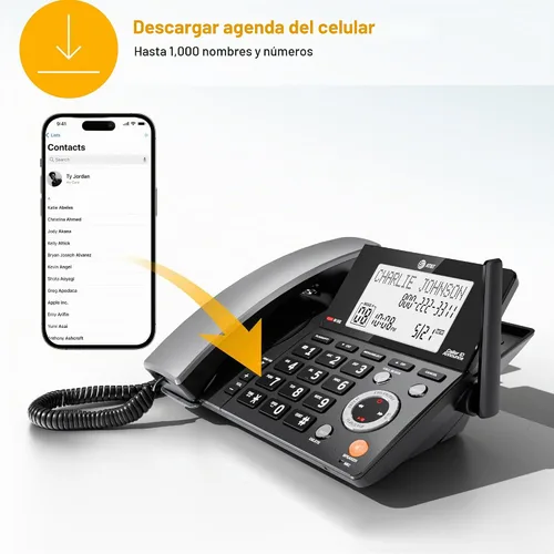 Vista 15 de AT&T DECT 6.0 Teléfono doméstico con cable o inalámbrico con 1 auricular y contestador, bloqueador de llamadas inteligente, identificación
