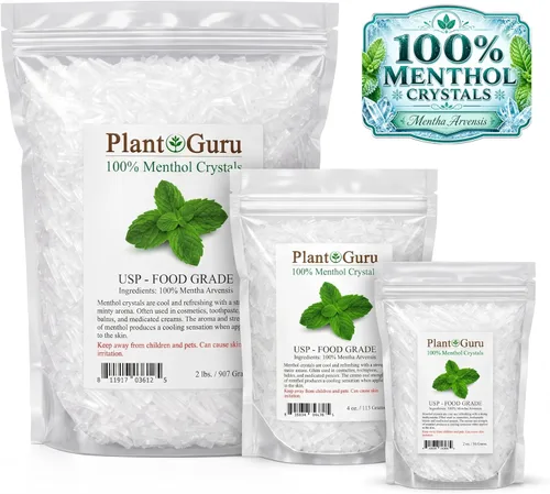 Vista 9 de Cristales de mentol, 1 libra, 100 % menta arvensis pura y natural, UPS de grado alimenticio