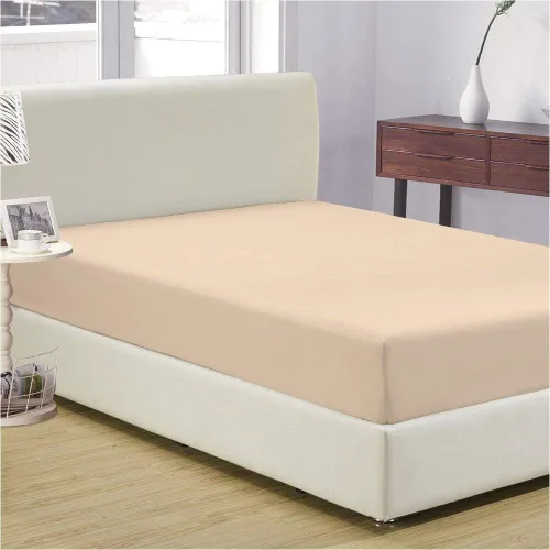 Vista 24 de Sábana egipcia beige maciza Full- 1 sábana bajera ajustable extra profunda para colchón de 16.0 in a 18.0 in