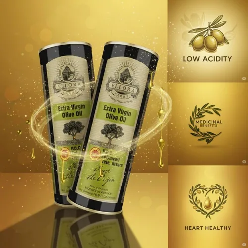 Vista 5 de Ellora Farms, Aceite de oliva virgen extra griego, DOP Estado único, altos fenoles, Premio de oro 2022, primera prensa en frío, Kosher, lata de 17