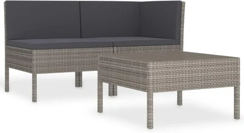 Vista 10 de 3-Piece Modular Outdoor PE Rattan Garden Sofa Set, Brown