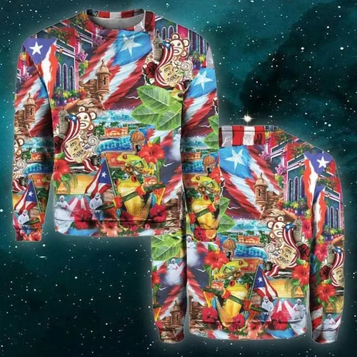 Vista 3 de Camisa estética de Puerto Rico, camisa de Puerto Rico para hombres, camisa de Puerto Rico para mujer, camisa de manga larga, camisas estéticas