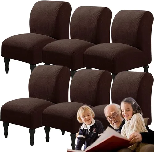 Vista 28 de Fundas elásticas para silla sin brazos, extraíbles y lavables, de elastano jacquard sin reposabrazos, protector de muebles para sala de estar, Verde