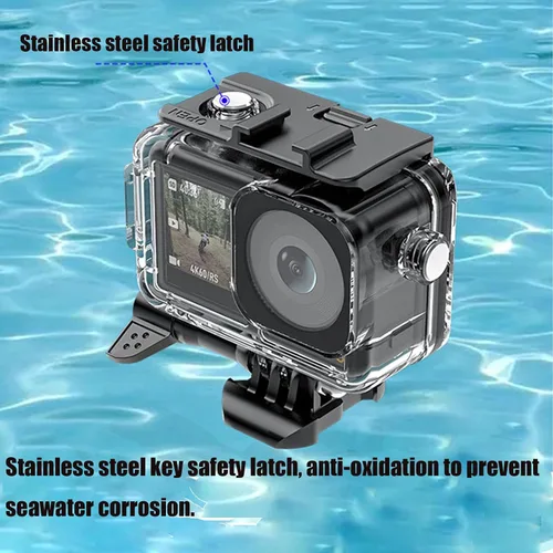 Vista 4 de Funda impermeable para DJI Osmo Action 4/Osmo Action 3 Cámara, 40M/131FT Submarino Buceo Carcasa protectora con soporte Carcasa impermeable Kit