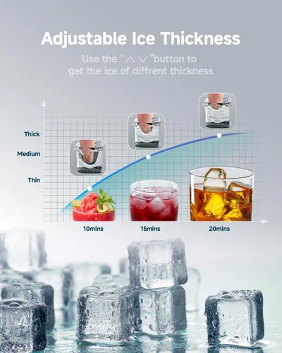 Vista 3 de EUHOMY Máquina comercial para hacer hielo, 85 libras/24 horas, 36 cubitos de hielo en 8-12 minutos, máquina de hielo debajo del mostrador con filtro