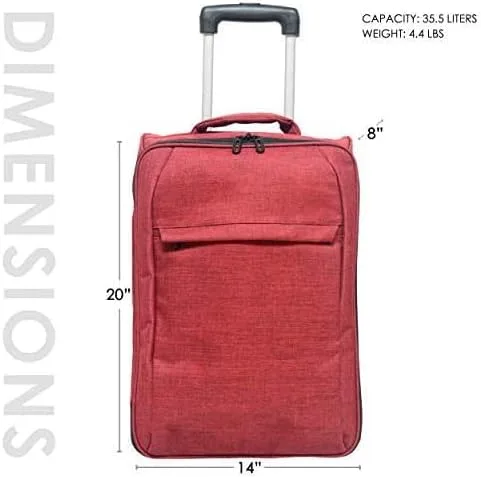 Vista 3 de Travigo Equipaje de mano plegable de 20", Rojo