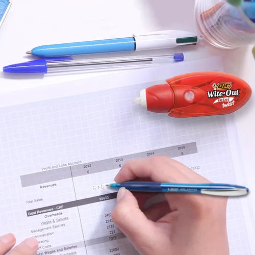 Vista 5 de BIC Wite-Out Mini Twist – Cinta correctora, 8 metros, paquete de 2 unidades de cinta correctora blanca, rápida, limpia y fácil de usar, resistente