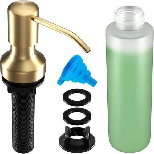 Vista 13 de Dispensador de jabón para fregadero de cocina, dispensador de jabón para fregadero de cocina con botella de 17 oz, recarga desde la parte superior