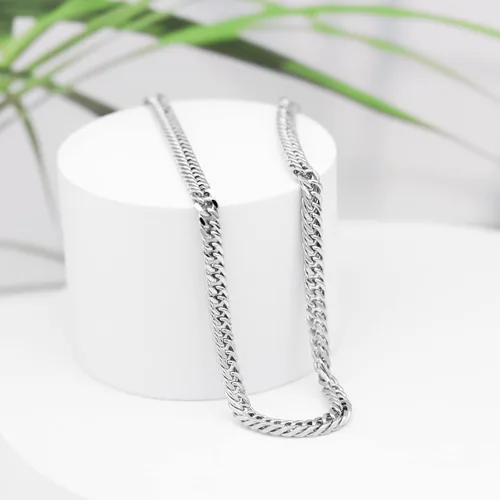 Vista 4 de Cadena de eslabones cubanos para hombre, acero inoxidable para hombre, cadena de plata para mujer, joyería hip hop, collar de cuerda cubana, collar