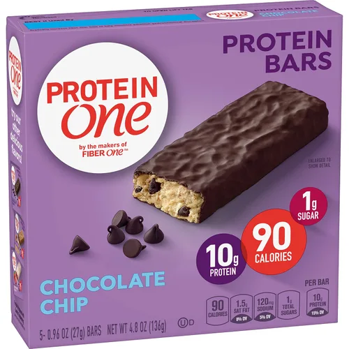 Vista 6 de Protein One Barras de proteína de 90 calorías, chispas de chocolate, aptas para Keto, 5 unidades, 4.8 onzas (paquete de 12)