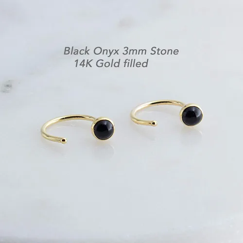 Vista 47 de Half Huggie Gold Hoop Earrings for Girls Women Tiny Cartilage Birthstone Stud Piercing Earring Hypoallergenic Earring Screw Back Dainty Hug Hoops