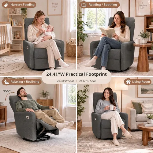 Vista 5 de Havora Silla reclinable giratoria eléctrica, cómoda para habitación del Gris oscuro