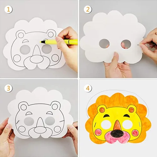 Vista 3 de DIY Blank Paper Graffiti MasksKids Jungle Animal Coloring Masks