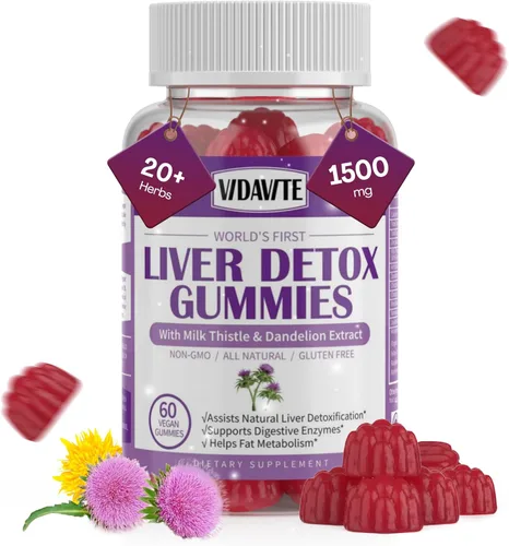 Vista 6 de VIDAVITE Liver Cleanse - Gomitas de desintoxicación y reparación, sin azúcar, fabricadas en Estados Unidos, suplemento de cardo mariano de 1500 mg