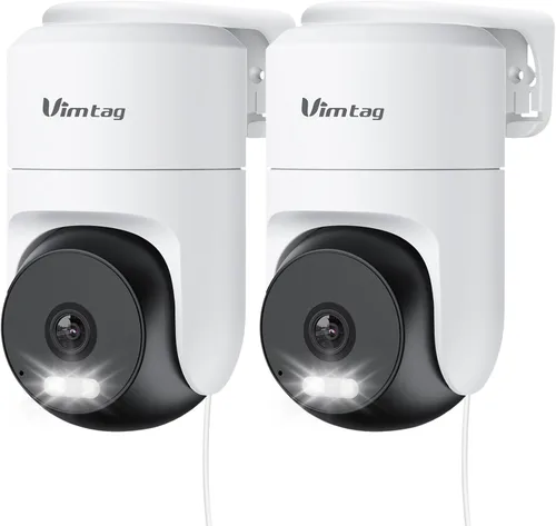 Vista 21 de VIMTAG 2.5K Pan/Tilt Cámara de seguridad para exteriores con cable para el hogar, WiFi de doble banda