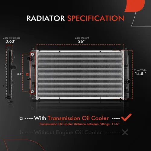 Vista 2 de A-Premium Radiador de refrigerante de motor con Trans. Enfriador de aceite compatible con Chevrolet Malibu 1997-2003 y Oldsmobile Alero 1999-2004