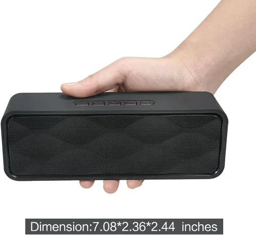 Vista 3 de Altavoz Bluetooth inalámbrico con ranura para tarjeta AUX/USB/TF, altavoz estéreo portátil para exteriores con audio HD, graves mejorados, Negro