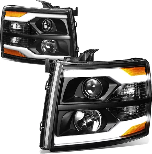 Vista 9 de DNA MOTORING HL-HPL-CSIL07-G2-BK-CL1 - Faro delantero de proyector DRL de doble LED compatible con Chevy Silverado 2007-2014, negro/transparente