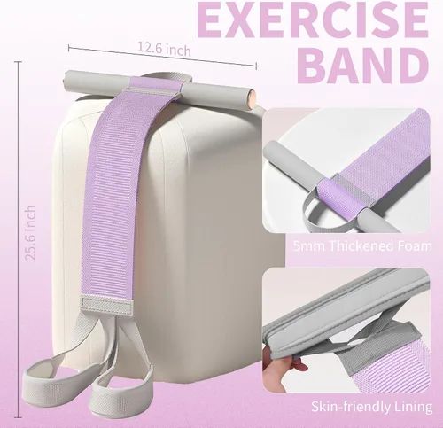 Vista 2 de Banda de resistencia de tela con asas antideslizante para pedal de pie para mujeres, banda de fitness de cuerpo completo de 120 libras