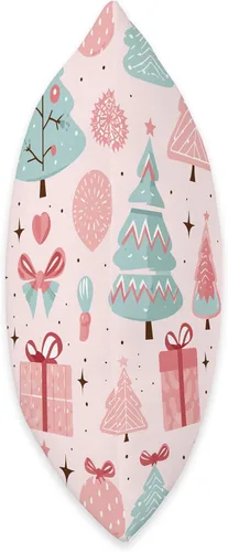 Vista 2 de Blush Pink Holiday Cheer Co. Almohada con patrón navideño de árbol de Navidad, color rosa pastel y verde salvia, 16 x 16 pulgadas, multicolor