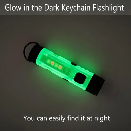 Vista 4 de Paquete de 3 mini linterna recargable EDC con llavero de 300 lúmenes, USB C recargable, luz de flash, mini llavero portátil compacto con clip