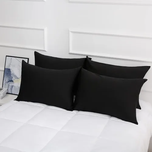 Vista 18 de Protectores/Fundas de Almohada de Algodón Tamaño Estándar con Cremallera Paquete de 2 Color Gris, Protectores de Almohada de Cama Refrescantes