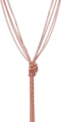 Vista 2 de COOLSTEELANDBEYOND Elegante collar Lariat colgante de borla con diamantes de imitación, cadenas largas de múltiples hebras en forma de Y