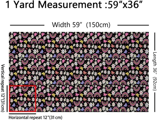 Vista 2 de The Yard - Tela de arcoíris para niñas, diseño rústico de margaritas para sillas, sofá, costura, tela impermeable con mariposas en acuarela