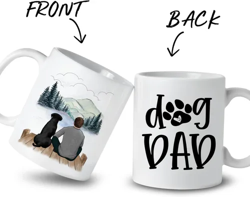 Vista 2 de Gossby Taza de café Dog Dad – Regalo para hombres amantes de los perros labrador retriever negro, regalo de cumpleaños, regalo de Navidad para papá