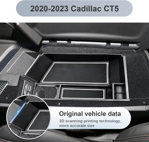 Vista 4 de SKTU Actualización para Cadillac CT5 2023 2024 2025 2026 Organizador de consola central 2020-2024 2025 2026 CT5 Accesorios Organizador de consola