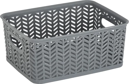 Vista 18 de Simplify Paquete de 3 cestas de almacenamiento pequeñas en espiga, dimensiones: 10 x 8 x 4 pulgadas, diseño de espiga, peso ligero, ideal para baño