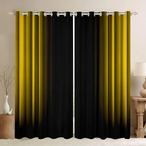 Vista 14 de Feelyou Cortinas abstractas degradadas para niños, adolescentes y mujeres, cortinas de ventana azules, moradas y negras, tratamientos geométricos
