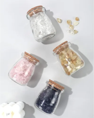 Vista 4 de Magic Season Botellas de vidrio decorativas con tapones de corcho (3.3 fl oz. botellas de pudín / 12 piezas)