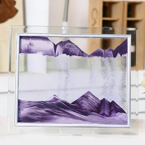 Vista 8 de Imágenes de arte en arena, pintura de arena movediza, decoración de sala de estar, escritorio 3D, paisaje natural, imagen de arena fluida con base