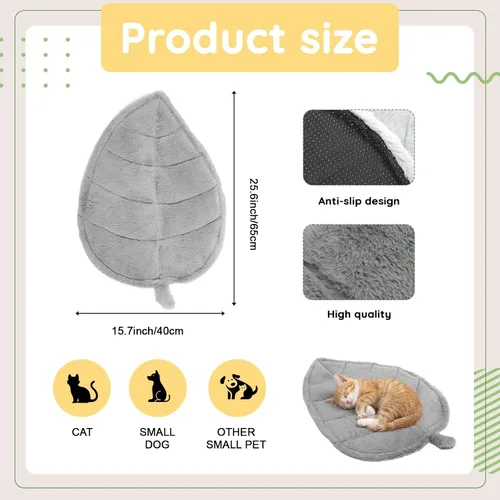 Vista 2 de Warming - Tapete de cama para gatos con forma de hojas, almohadilla de Gris