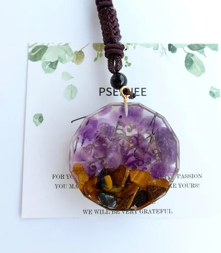 Vista 9 de Tree of Life Orgone Pendant Necklace– Natural Chakra Healing Crystal Stones Necklace, Symbol of Growth & Harmony, Handmade Spiritual Orgonite